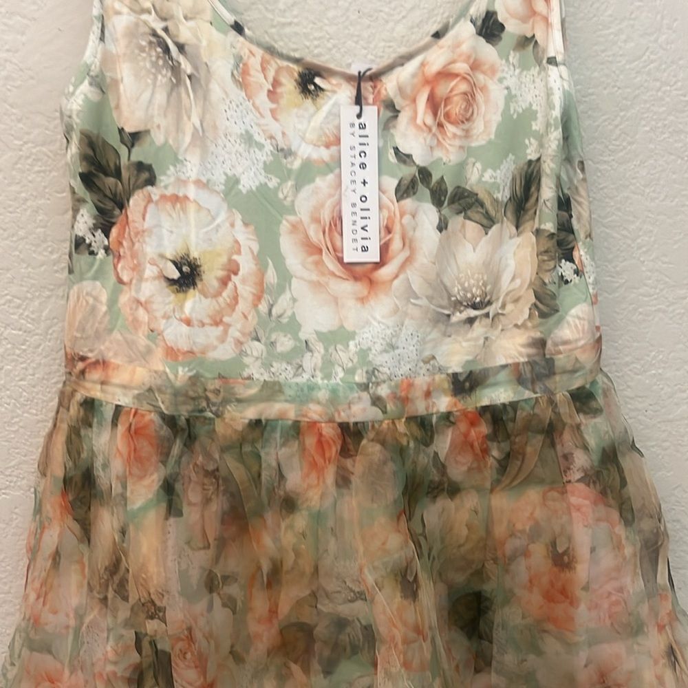 NWT Alice + Olivia Chara Sleeveless Scoop Neck Mini Morningside Floral $495 - Picture 9 of 9